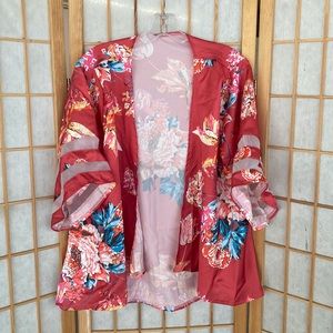 Satin Floral Kimono
